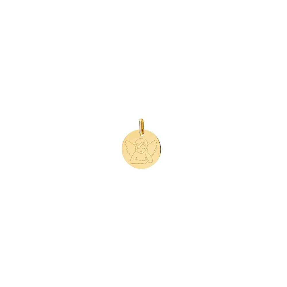 Médaille Ange de Raphael or jaune 750 /°° diamètre 15 mm