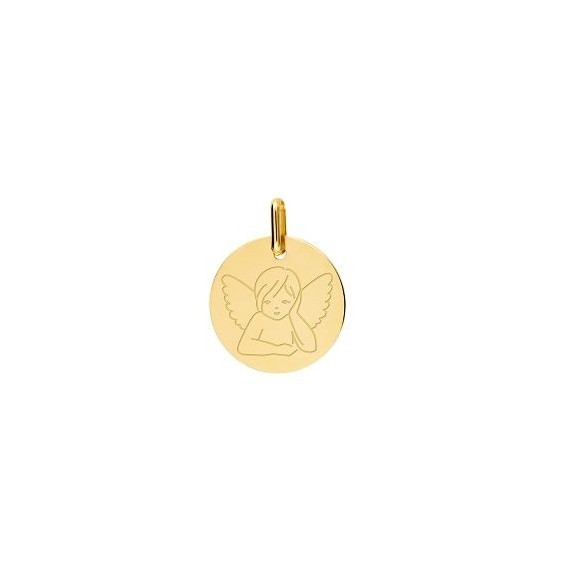 Médaille Ange de Raphael or jaune 750 /°° diamètre 15 mm