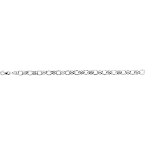 Bracelet or blanc 750/°° mailles ovales fantaisie largeur 6 mm
