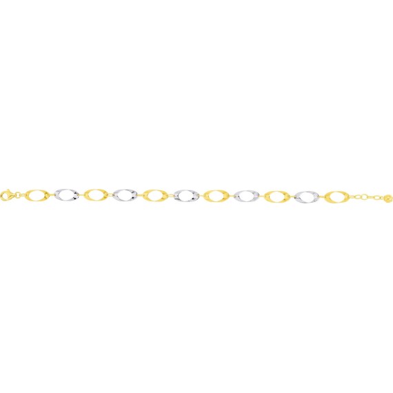 Bracelet or jaune or blanc 750 /°° mailles ovales
