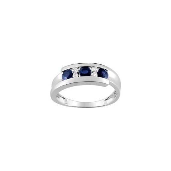 Bague HUDSON or blanxc 750 /°° diamants saphirs bleus 0.73 carat
