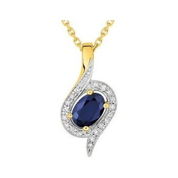 Collier AYANA or jaune or blanc 750 /°° diamants saphir bleu 0.56 carat