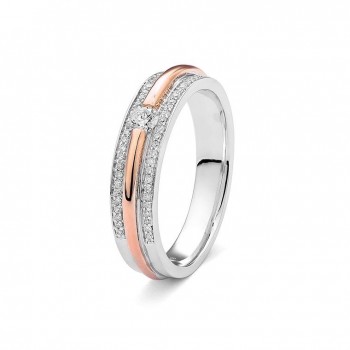 Bague EVISA  or rose or blanc 750 /°° diamants 0,22 carat