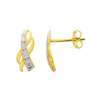Boucles d'oreilles ARIELLA  or jaune or blanc 750 /°° diamants 0,01 carat