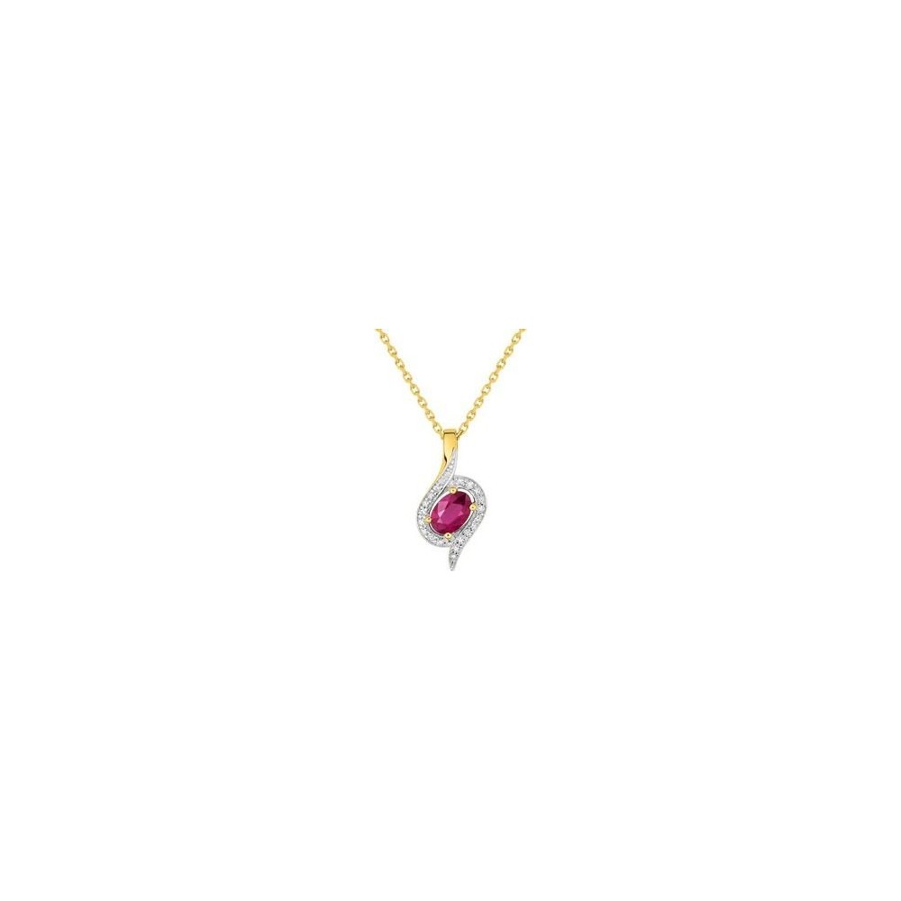 Collier AYANA  or jaune 750 /°° diamants rubis 0,54 carat
