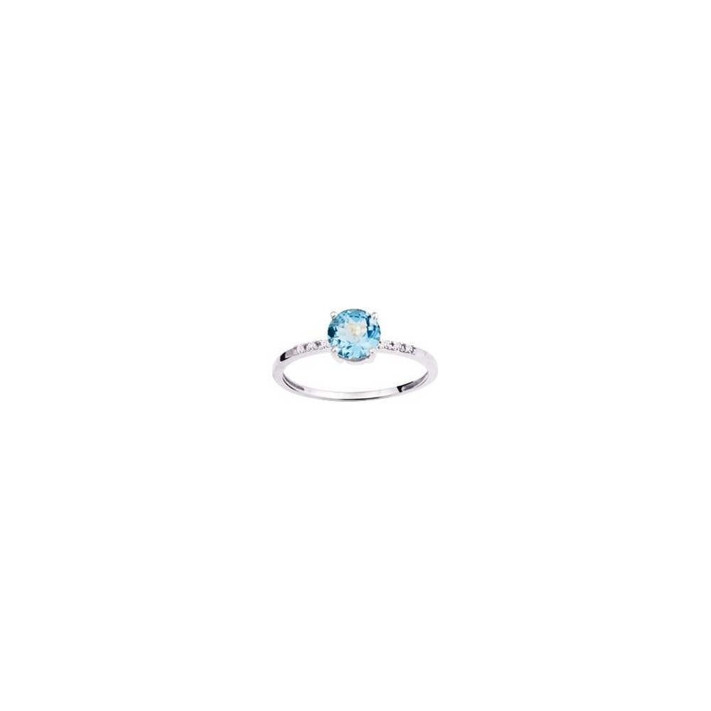 Bague PIETRA or blanc 750 /°° diamants topaze bleue 1,15 carat