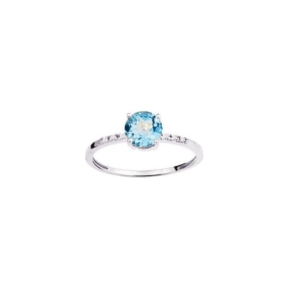 Bague PIETRA or blanc 750 /°° diamants topaze bleue 1,15 carat