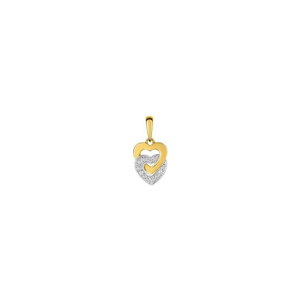 Pendentif YVONNE or jaune or blanc 750/°° diamants 0.008 carat
