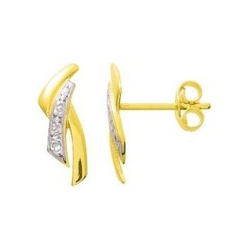 Boucles d'oreilles TESS or jaune or blanc 750 /°° diamants 0.01 carat