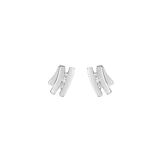 Boucles d'oreilles PROPRIANO or blanc diamants 0.03 carat