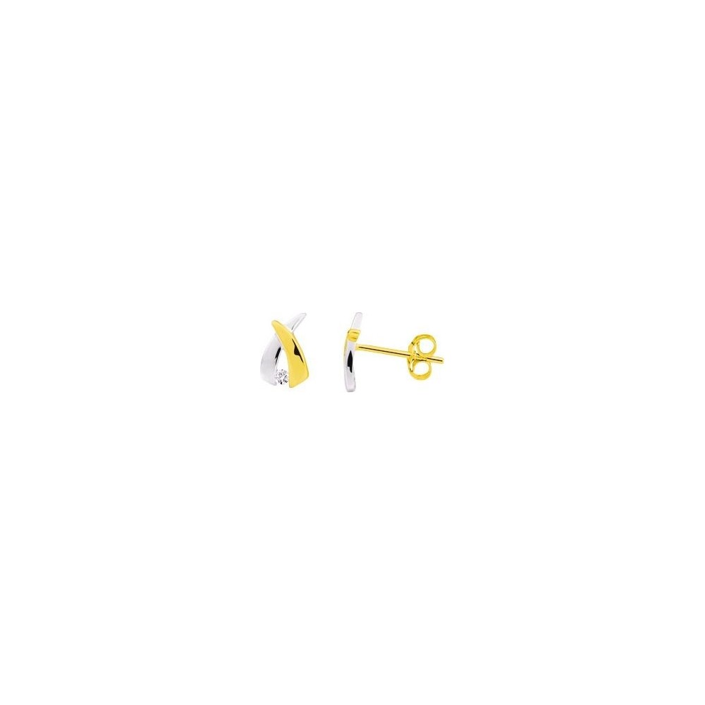 Boucles d'oreilles FILITOSA or jaune or blanc diamants 0.04 carat