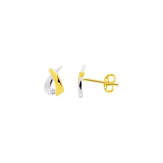 Boucles d'oreilles FILITOSA or jaune or blanc diamants 0.04 carat