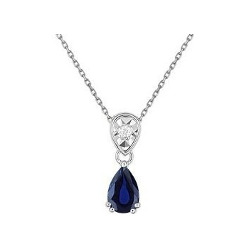 Collier ROCIO or blanc 750 /°° diamants saphir bleu