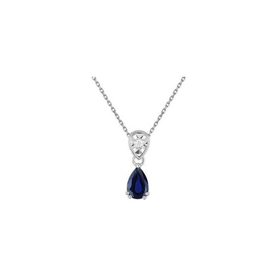 Collier ROCIO or blanc 750 /°° diamants saphir bleu