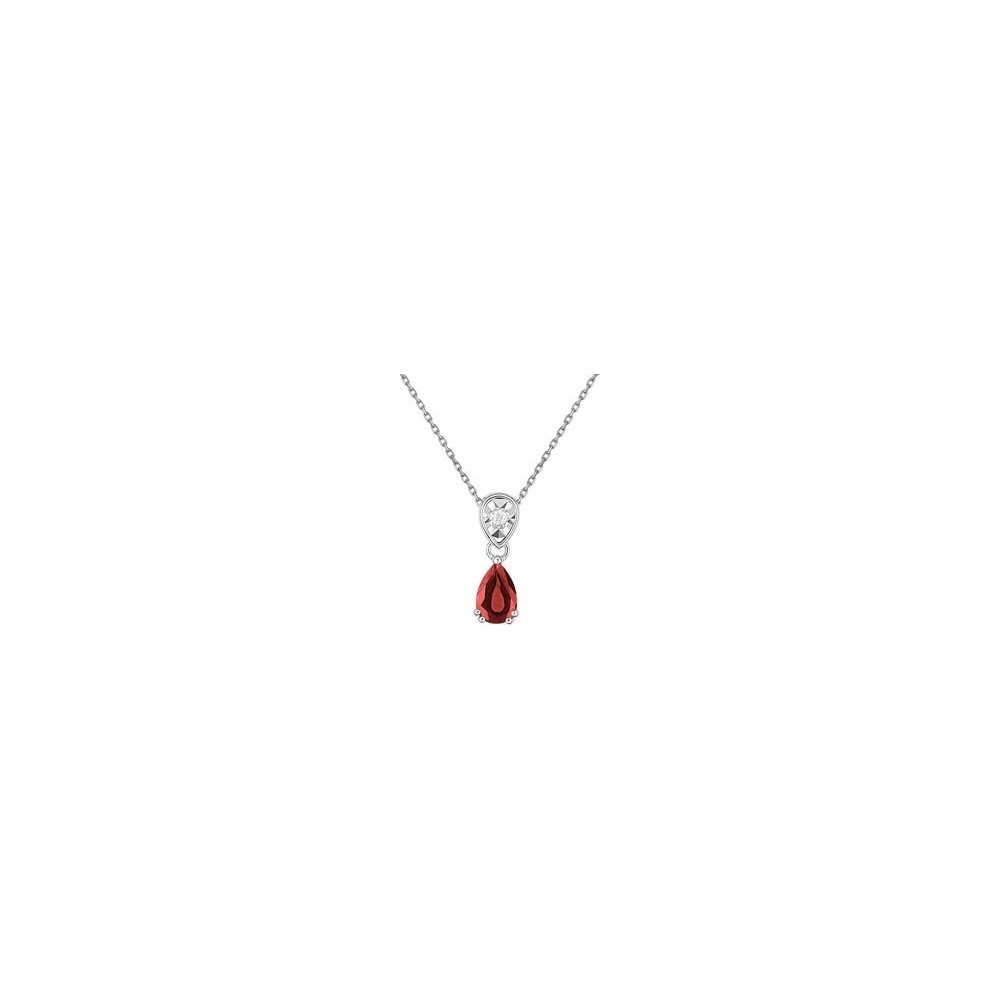 Collier ROCIO or blanc 750 /°° diamants rubis