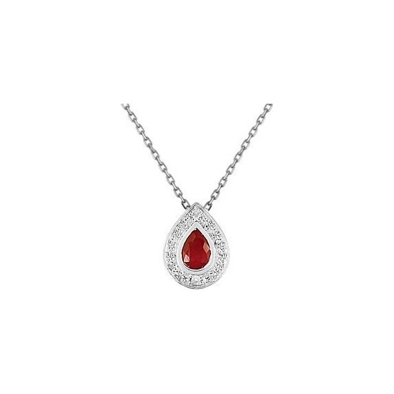 Collier QUEBEC or blanc 750 /°° diamants rubis