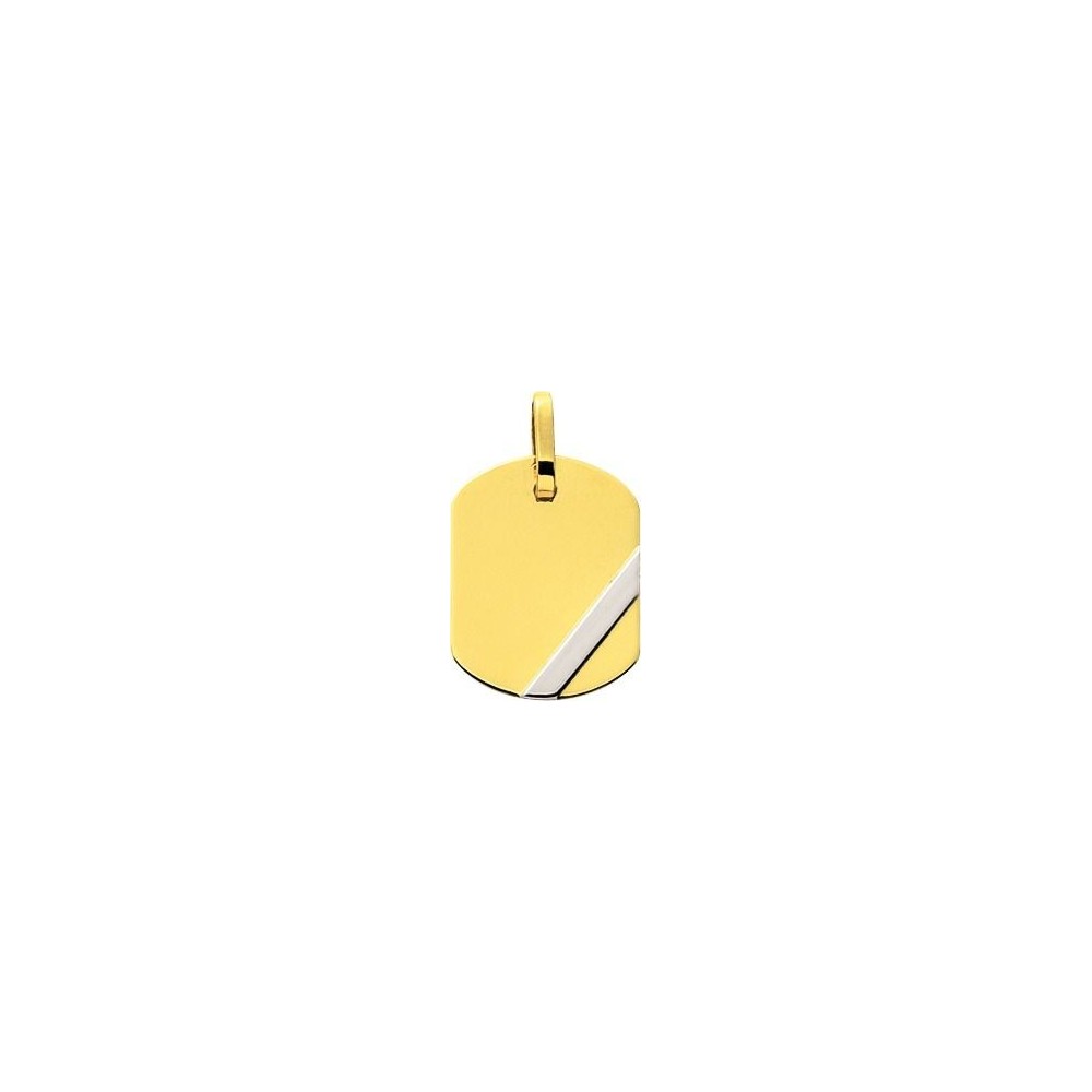 Pendentif VICTOR or jaune or blanc 750/°° plaque tonneau
