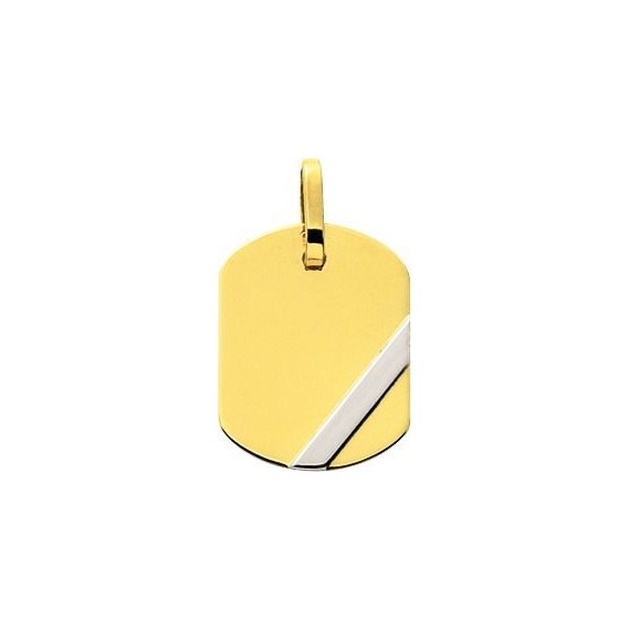 Pendentif VICTOR or jaune or blanc 750/°° plaque tonneau