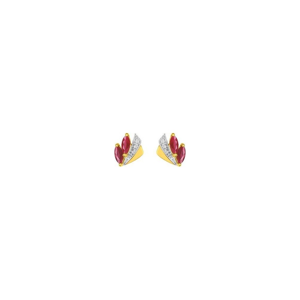Boucles d'oreilles OLIVETTO or jaune 750/°°  rubis 0.42 carat