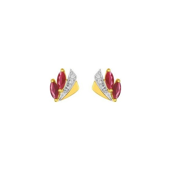 Boucles d'oreilles OLIVETTO or jaune 750/°°  rubis 0.42 carat