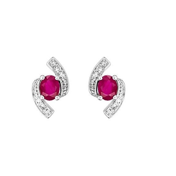 Boucles d'oreilles CELANO or blanc 750/°° diamants rubis