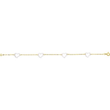 Bracelet ADELINE or jaune or blanc  750/°° motifs cœurs