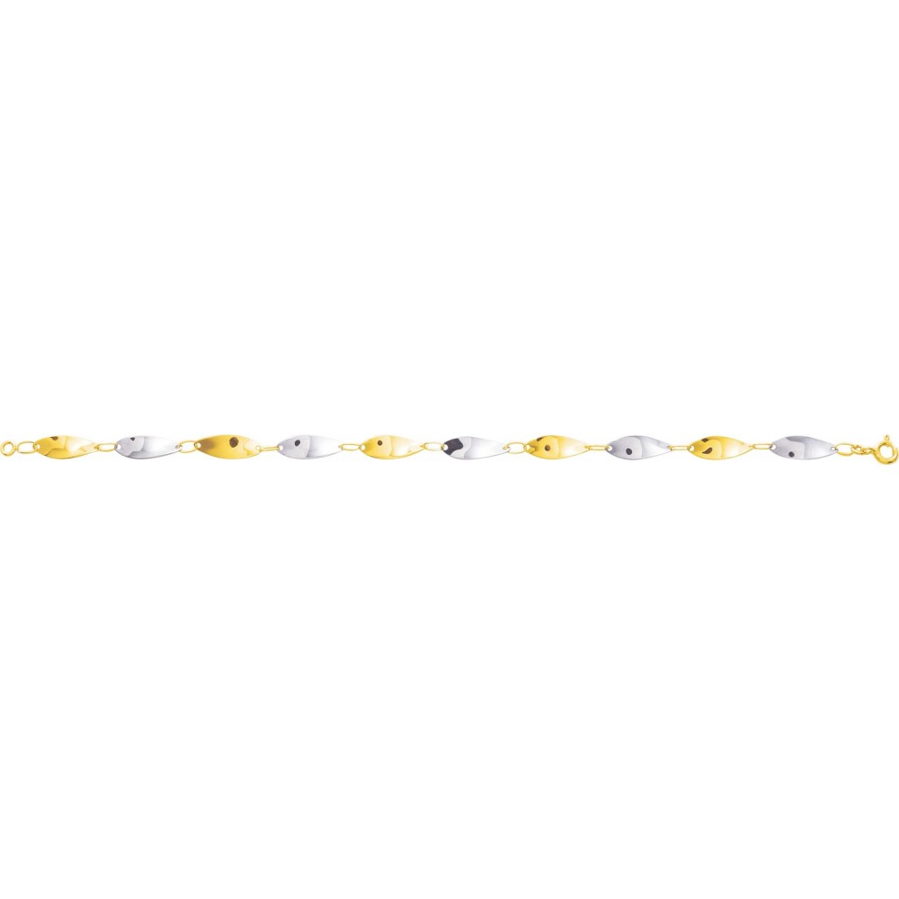 Bracelet MINDY or jaune or blanc 750 /°° mailles ovales