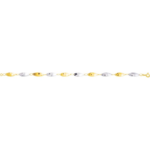 Bracelet MINDY or jaune or blanc 750 /°° mailles ovales