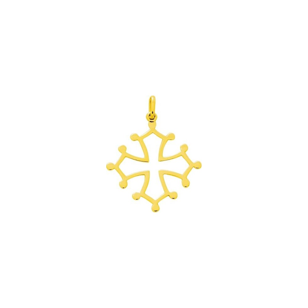 Croix occitane TOULOUSE or jaune 750 /°° dimensions 26 mm x 32 mm