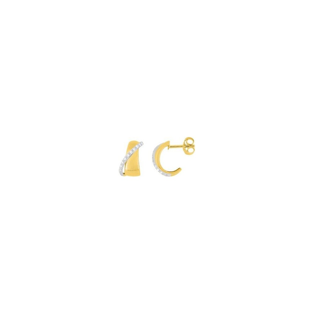 Boucles d'oreilles SILVANA or jaune or blanc 750 /°° diamants 0,10 carat