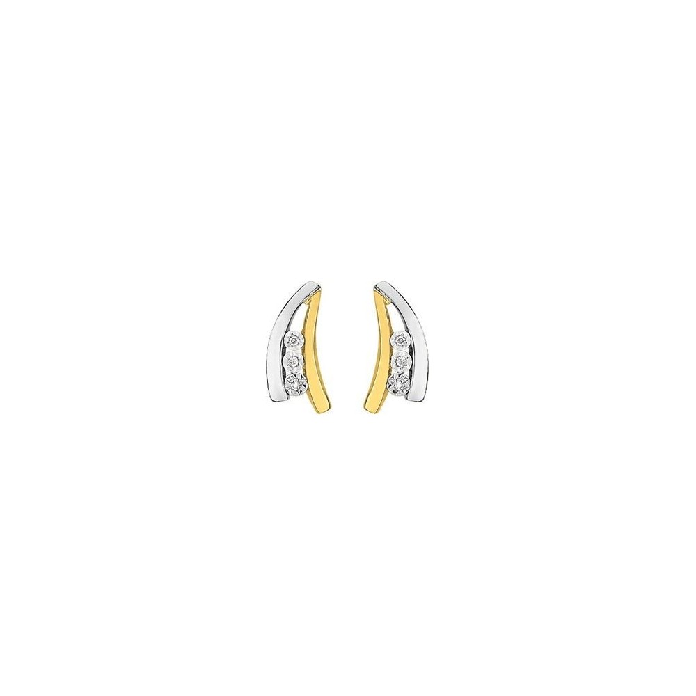 Boucles d'oreilles SAMUELA or jaune or blanc 750 /°° diamants 0,03 carat