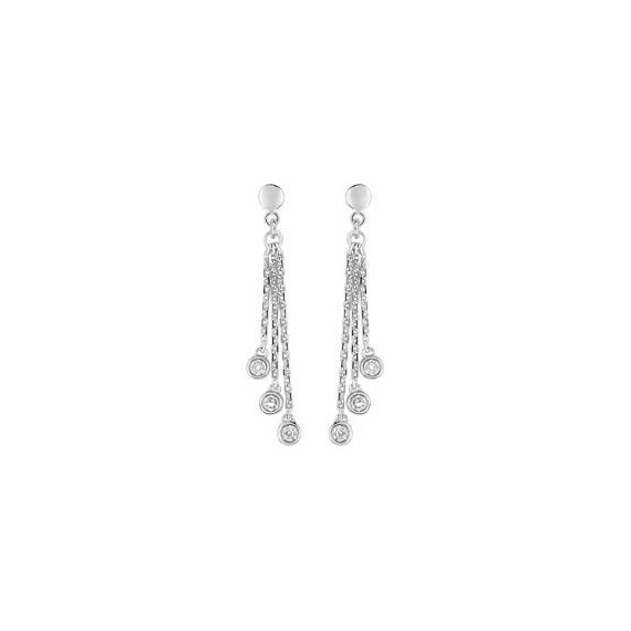 Boucles d'oreilles EVELYNE or blanc 750 /°° diamants 0,04 carat