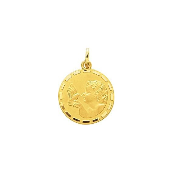 Médaille JOEL Ange or jaune 750 /°° diamètre 16 mm