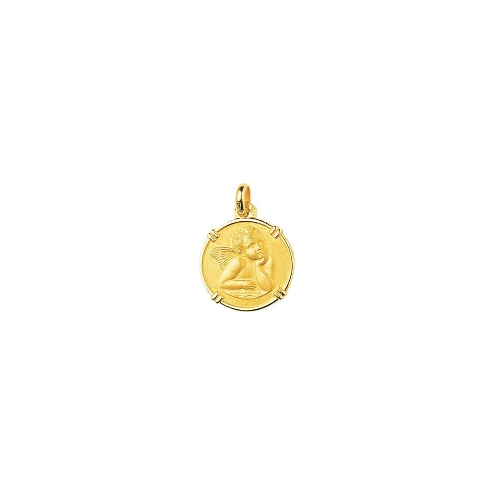 Médaille CELESTIN Ange or jaune 750 /°° diamètre 16 mm