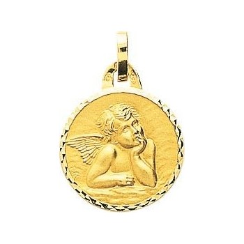 Médaille SEBASTIEN Ange or jaune 750 /°° diamètre 15 mm