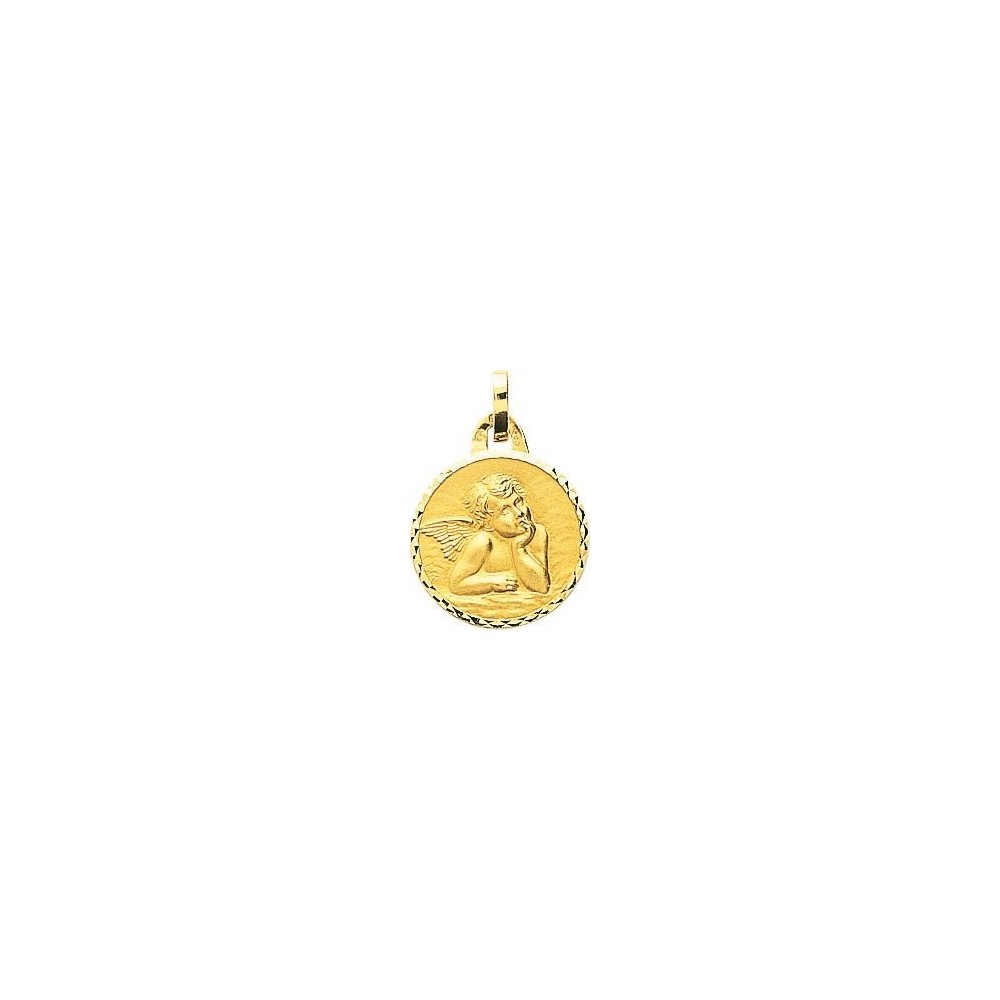 Médaille SEBASTIEN Ange or jaune 750 /°° diamètre 15 mm