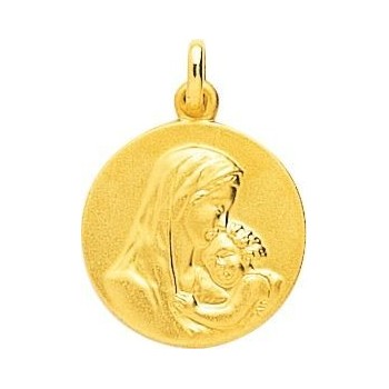 Médaille Vierge à l'Enfant ELIANE or jaune 750/°° diamètre 18 mm