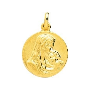 Médaille Vierge à l'Enfant ELIANE or jaune 750 /°° diamètre 16 mm