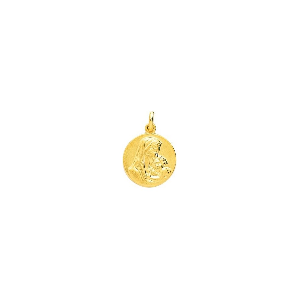 Médaille Vierge à l'Enfant ELIANE or jaune 750 /°° diamètre 16 mm