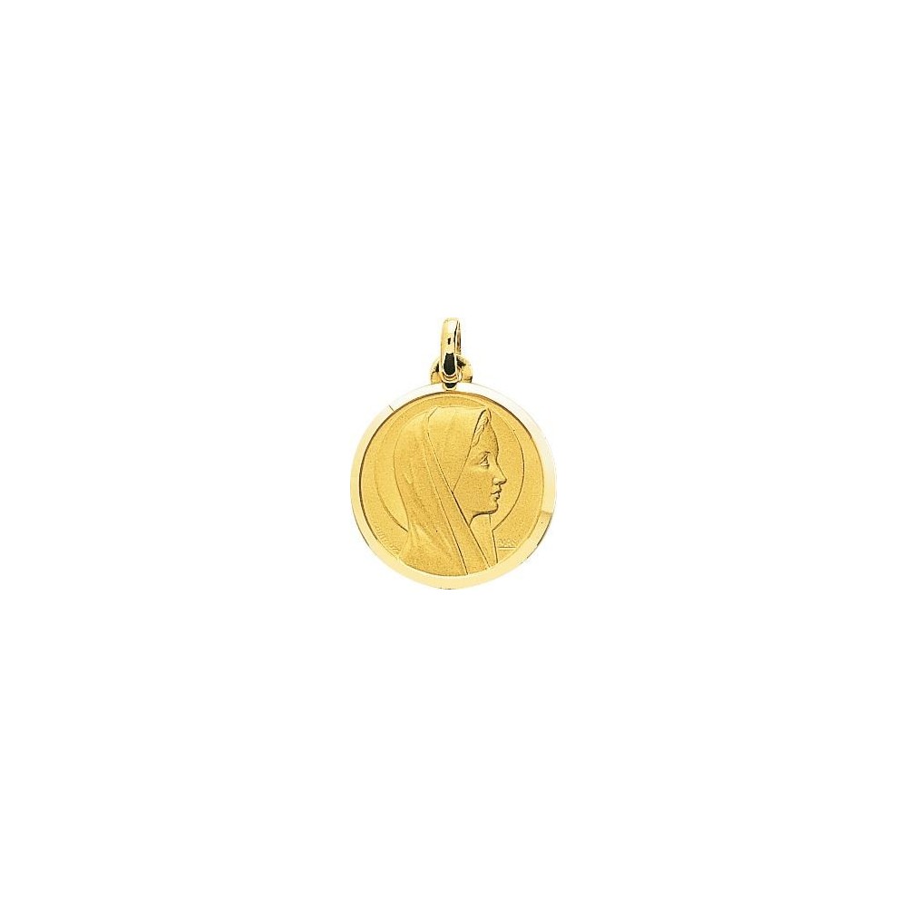 Médaille Vierge au Voile PASCALE or jaune 750 /°° diamètre 20 mm