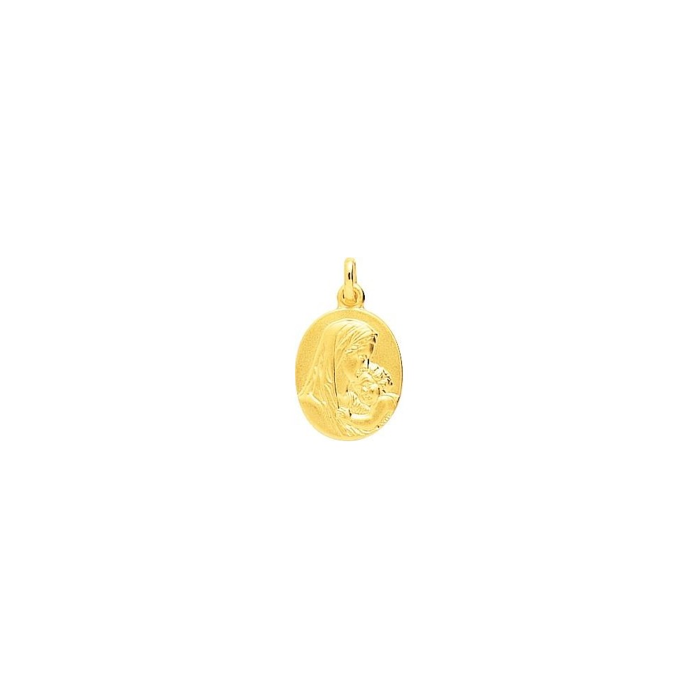 Médaille Vierge à l'Enfant MIREILLE or jaune 750 /°° dimensions 21 mm x 14 mm