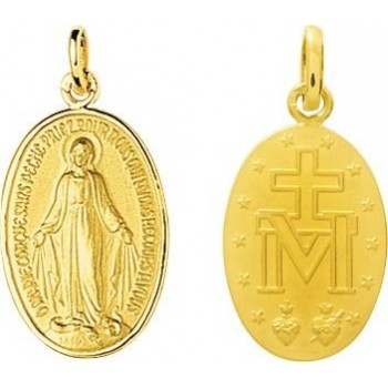 Médaille Vierge MIRACULEUSE or jaune 750 /°° dimensions 26 mm x 13 mm
