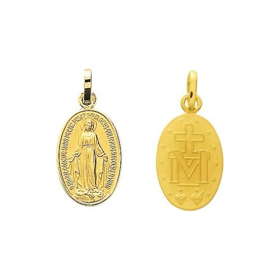 Médaille Vierge MIRACULEUSE  or jaune 750 /°° dimensions 23 mm x 11 mm