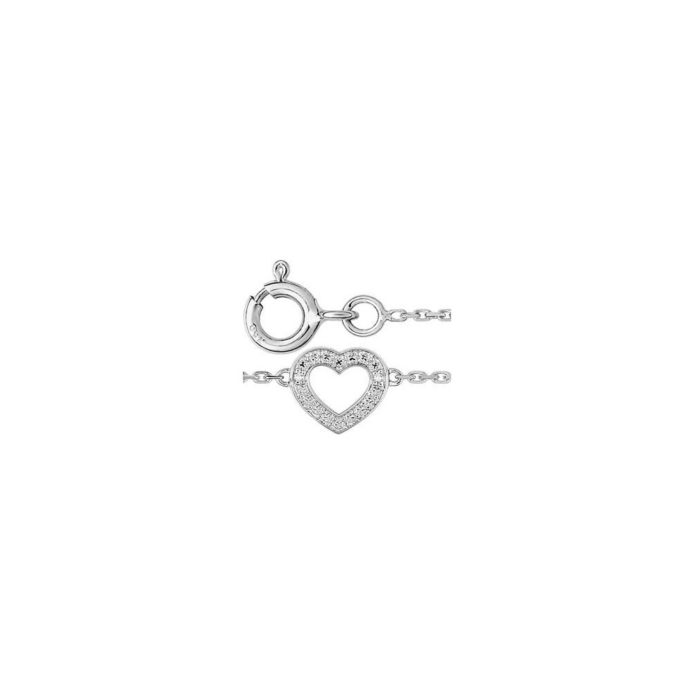 Bracelet COEUR or blanc 750 /°°  diamants 0.02 carat