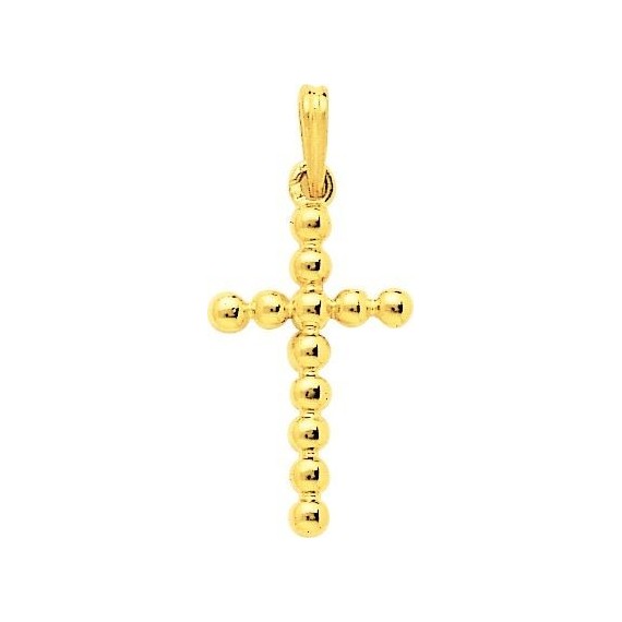 Croix BOULES or jaune 750 /°° dimensions 29 mm x 13 mm