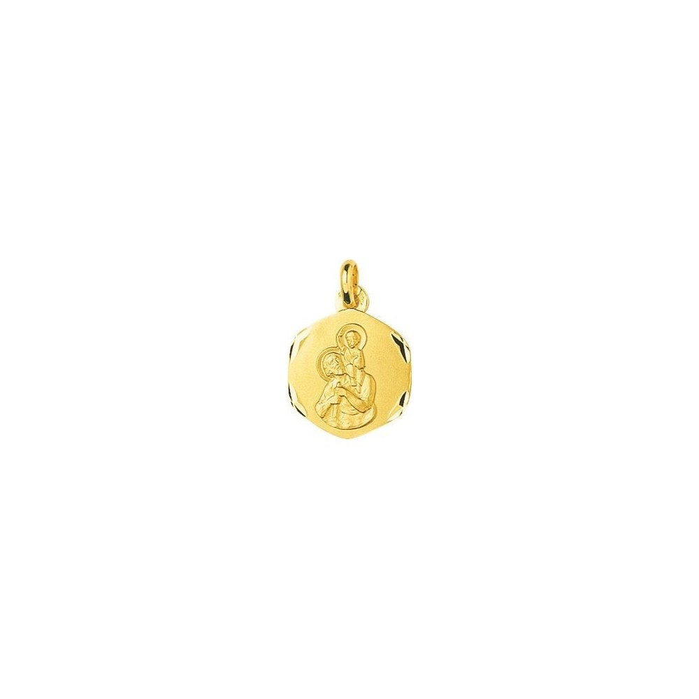 Médaille Saint Christophe VINCENT or jaune 750 /°° diamètre 16 mm