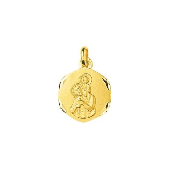Médaille Saint Christophe VINCENT or jaune 750 /°° diamètre 16 mm