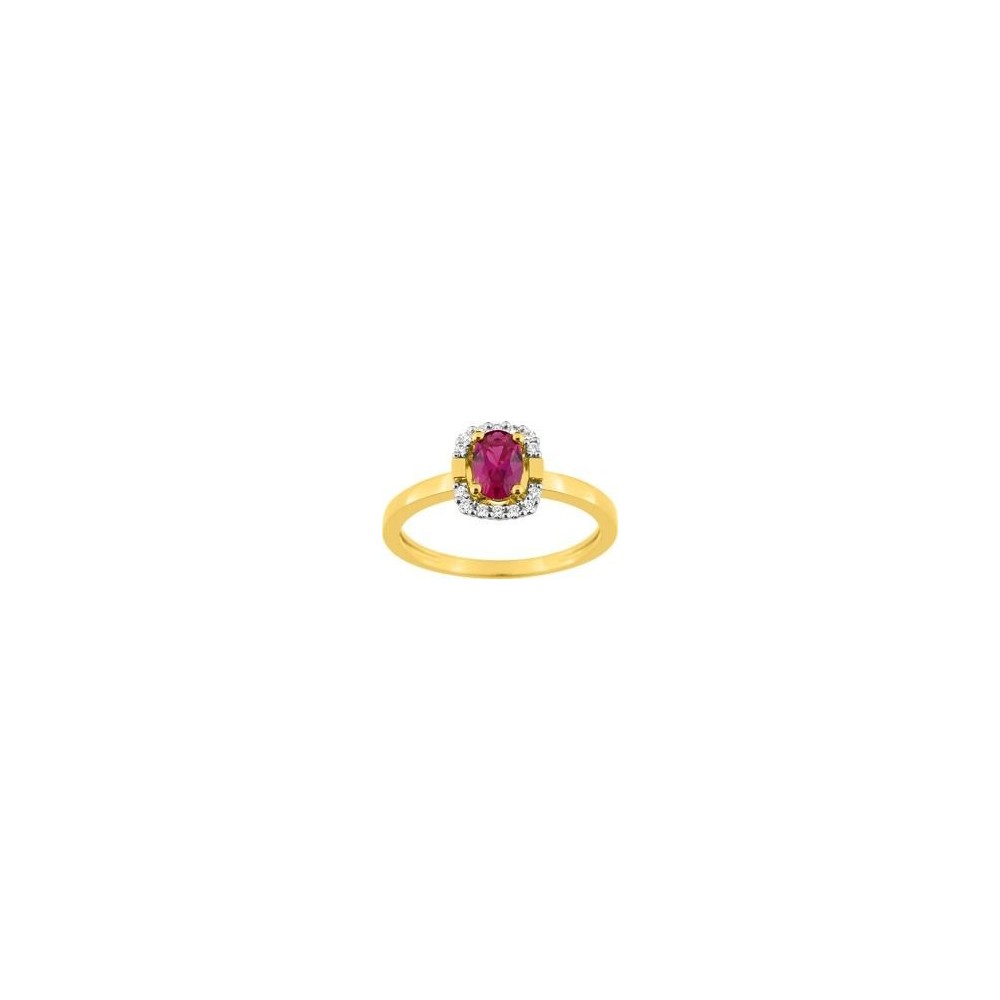 Bague CECILY  or jaune or blanc 750 /°°  diamants rubis