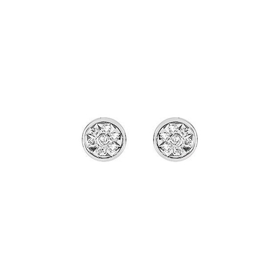 Boucles d'oreilles LUMINEUSE or blanc 750 /°° diamants 0,06 carat