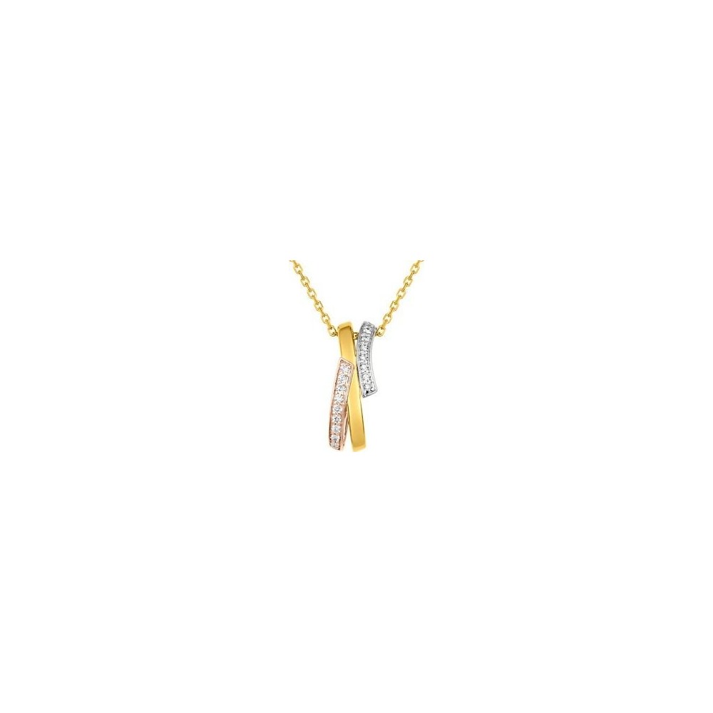Collier FANCHON or jaune or blanc or rose 750 /°° diamants 0,18 carat